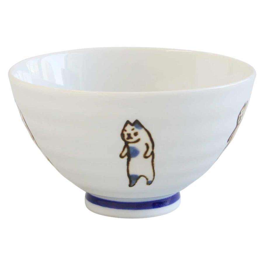 ★おまけです。陶磁器 飯碗 藍花 飯碗 11.5cm たち猫 磁器 波佐見焼 （ 食洗機対応 電子レンジ対応