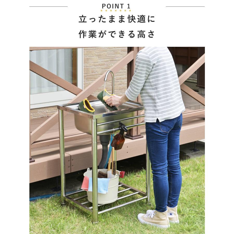 SANKA 流し台 幅79.5×奥行45×高さ80cm 蛇口付き ステンレス おそと