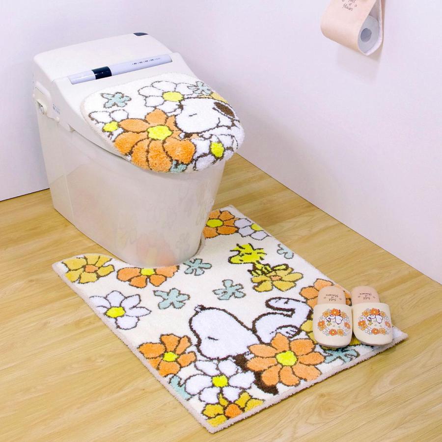 スヌーピー 花いっぱい ロング トイレマット 約80×60cm （ トイレ マット 滑り止め 足元マット ラグ ）｜livingut｜12