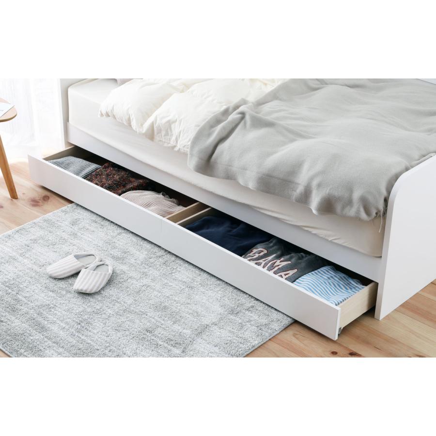 デイベッド シングル 棚付 引出し2杯 すのこ （ ソファベッド ベッド