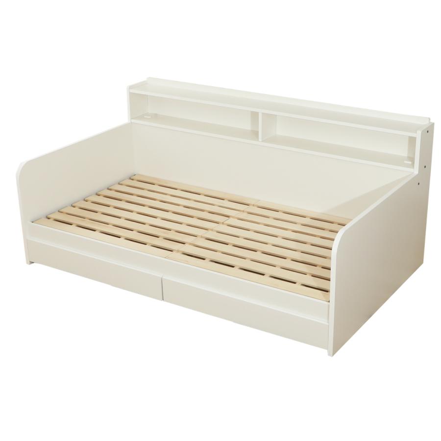 引き出し付き Sサイズ すのこベッド 2口コンセント 頑丈すのこベッド 引き出し付き 宮棚コンセント付き（フレーム