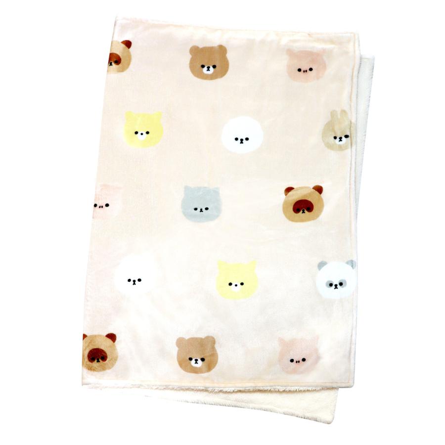 ブランケット モフモフレンズ 総柄 70x100cm フランネル 裏ボア