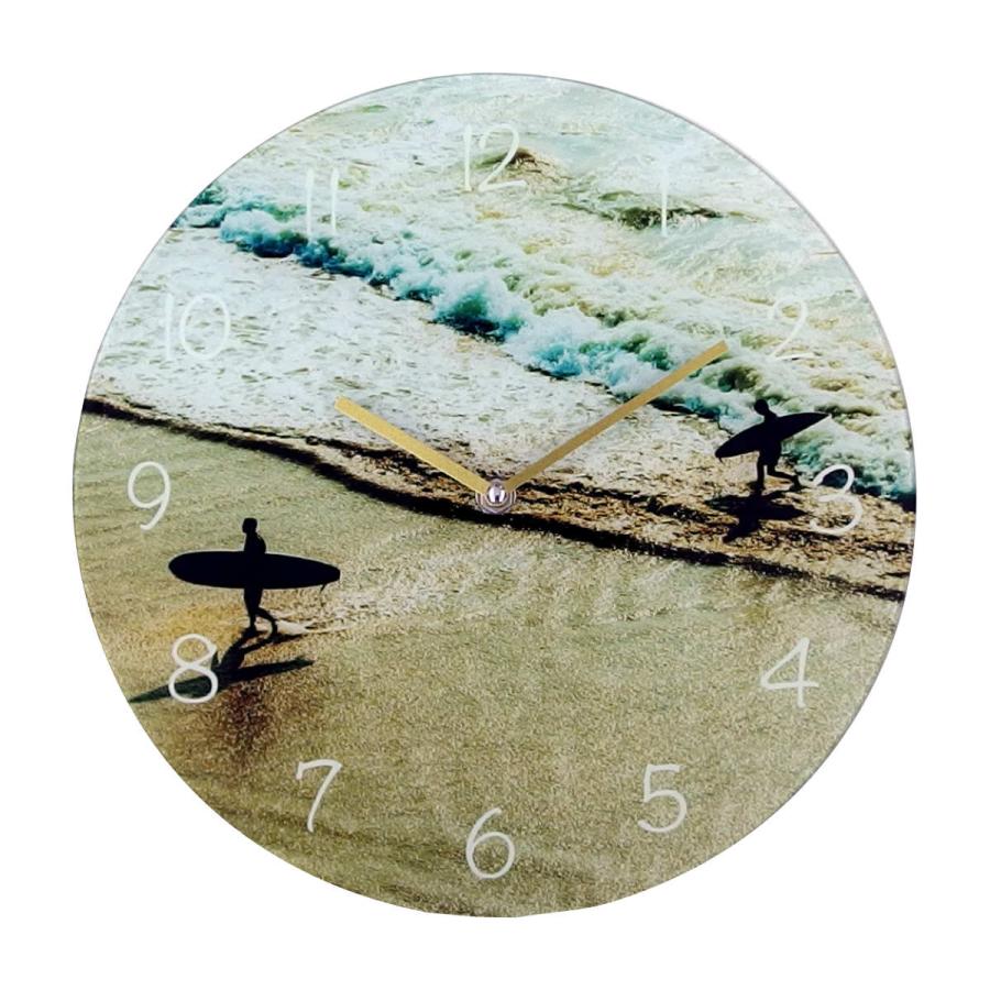 掛け時計 ガラスウォールクロック ビーチC 直径30cm 電池式 （ 時計