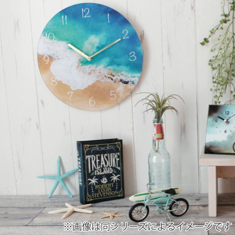 掛け時計 ガラスウォールクロック ビーチE 直径30cm 電池式 （ 時計  