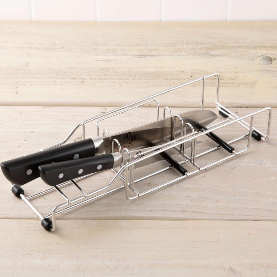 貝印 包丁スタンド 4本用 （ ステンレス 食洗機対応 食器棚収納 引出し