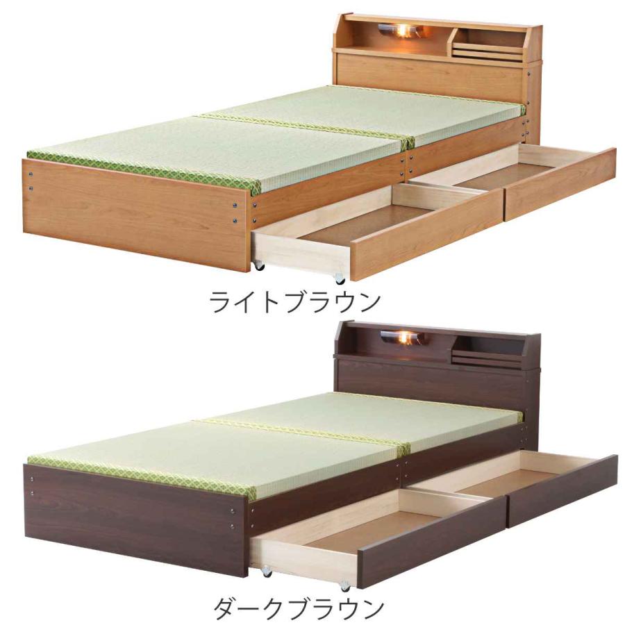 畳ベッド（シングル） 畳ベッド シングル ロータイプ 床面高28cm 引出し2杯 大容量収納 宮棚