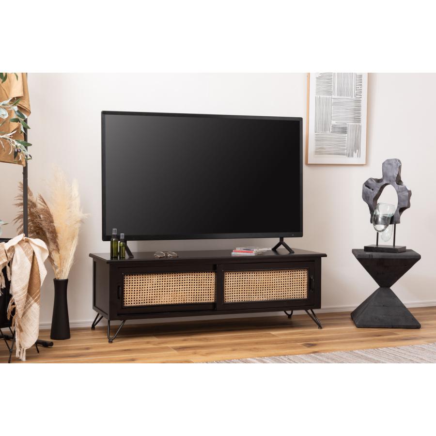 東谷 TVボード エスニック調 ラタン張り 幅120cm ( TV台 収納 東谷 TVボード エスニック調 ラタン張り 幅120cm ( TV台 収納