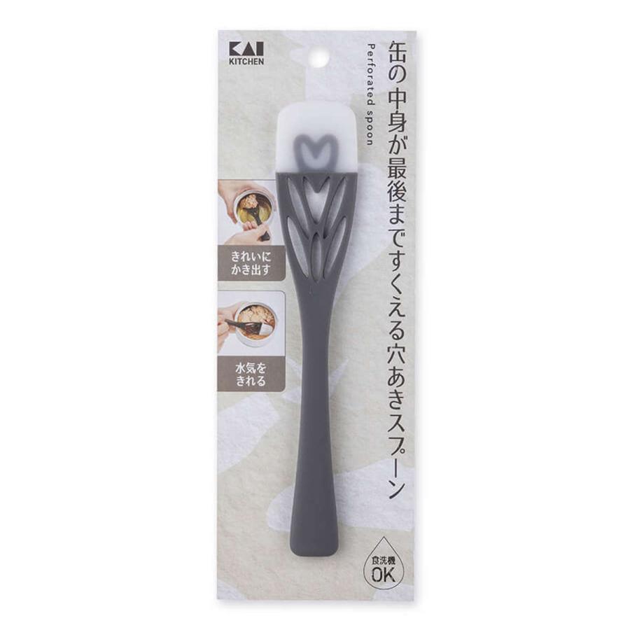 貝印 穴あきスプーン シリコン製 缶底までかき出せる穴あきスプーン 食