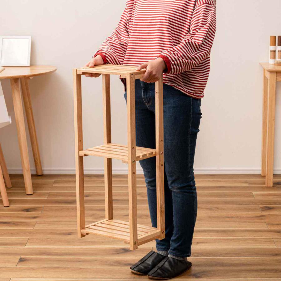 東谷 スリムシェルフ 3段 天然木 北欧風 幅30cm （ 棚 ラック 収納