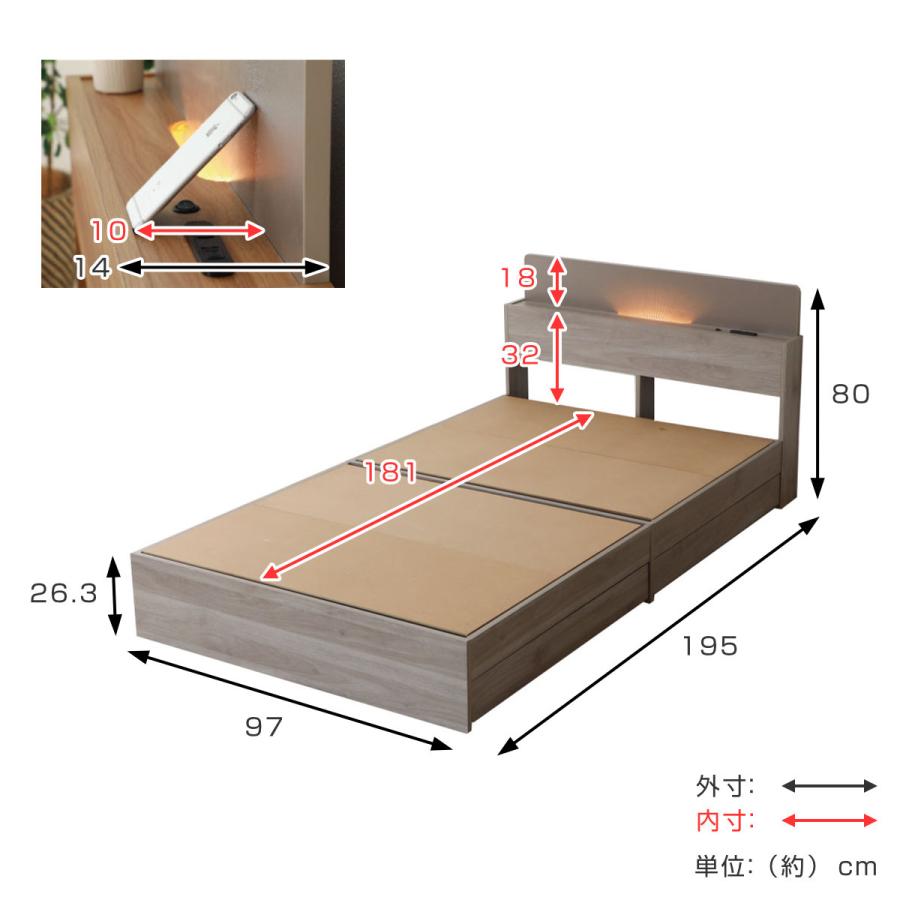 フレームのみシングル・Newデザイン2杯収納コンセント・ダークグレー 3-2