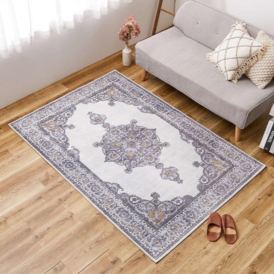 HAGiHARA ラグ 転写プリント フランネル オッタ 190×190cm 床暖房対応