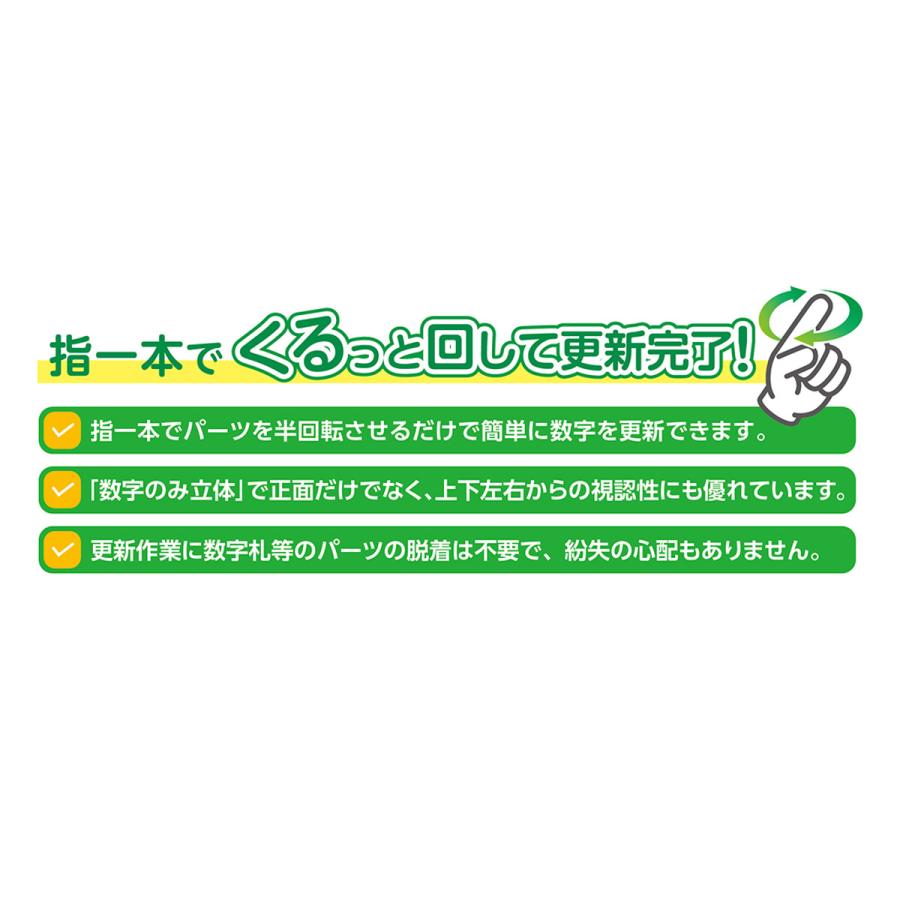 無災害記録表 くるっと3D数字札式 みどりアンダーライン 45.3×60.3cm アルミ枠付 （ 無災害 記録表 看板 表示パネル 掲示板 電源不要 カウント 3D 立体 ）｜livingut｜03