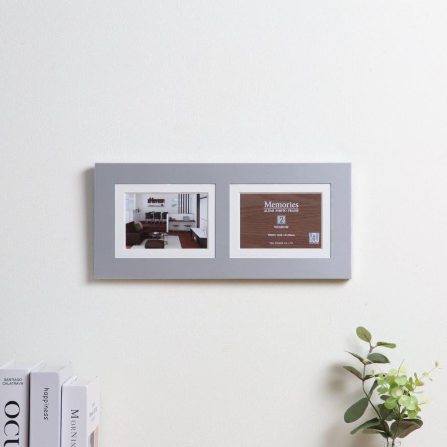 フォトフレーム メモリーズ アルミ 2ウィンドー L判 （ フォトスタンド