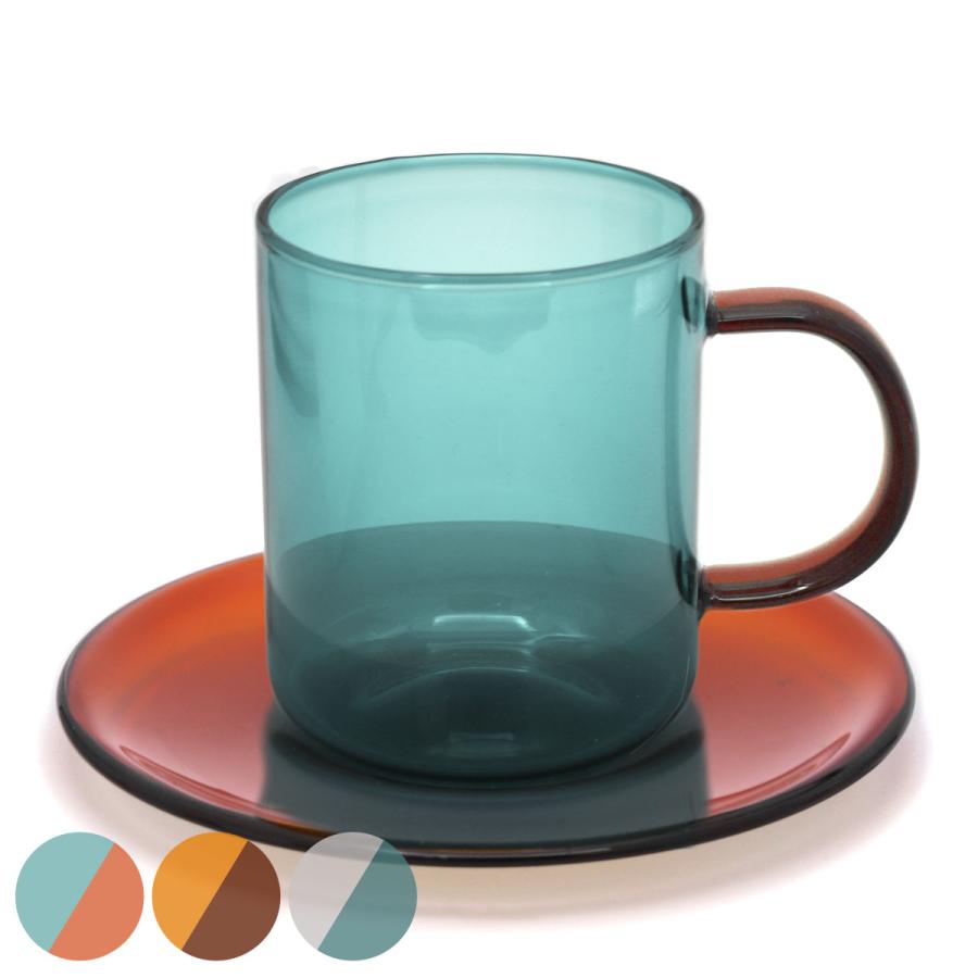 アルタ マグカップ&ソーサー 400ml 耐熱ガラス （ 食洗機対応 電子