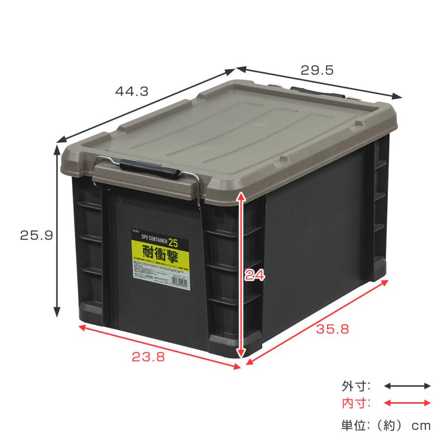 収納ケース SPV コンテナ 25 日本製 （ 収納ボックス 25L 幅29.5×奥行44.3×高さ25.9cm 頑丈箱 丈夫 コンテナボックス 収納 ボックス 積み重ね フタ付き ）｜livingut｜02