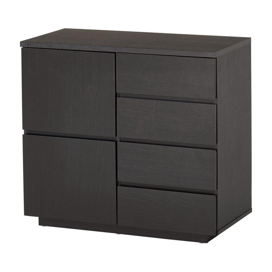 チェスト　キャビネット　4段　タンス　収納棚　ブラック　幅79cm HAGiHARA（萩原） キャビネット 幅79cm 4段 木目調 （ チェスト