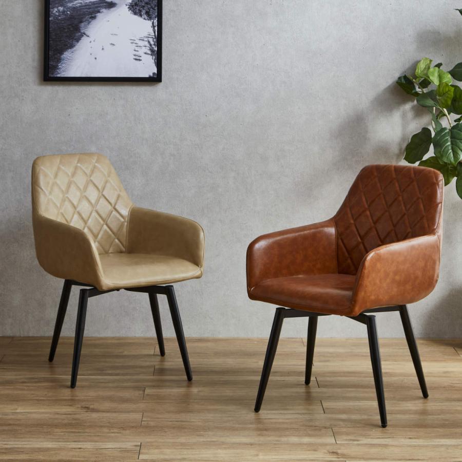 ダイニングチェア 回転式 同色2脚セット 座面高44cm カルピ （ チェア