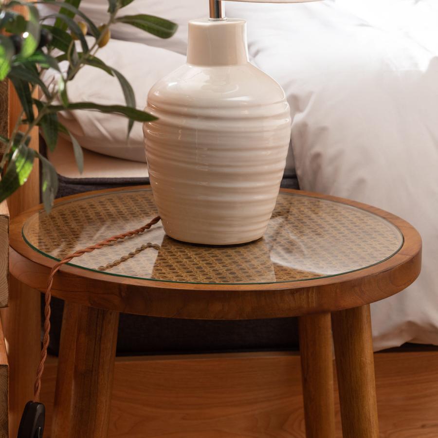 東谷 サイドテーブル Mサイズ 高さ50cm ラウンドガラステーブル