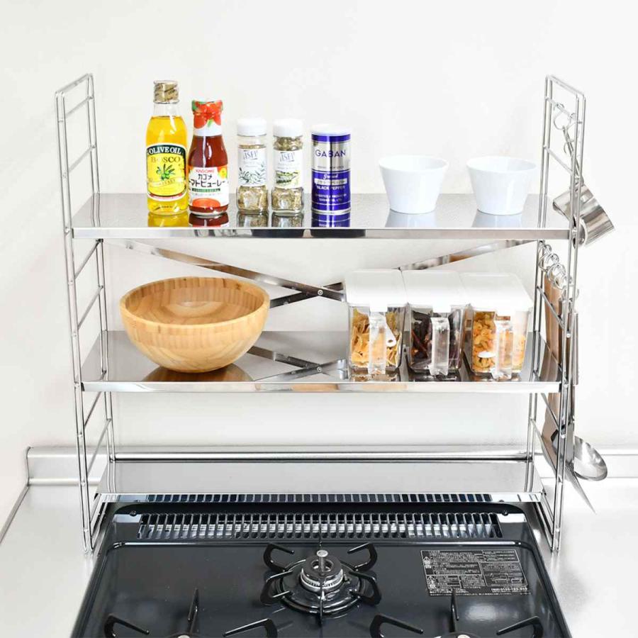 キッチン上ラック　コンロ奥ラック　コンロ奥シェルフ　幅82-150と幅53-93 livingut_454712