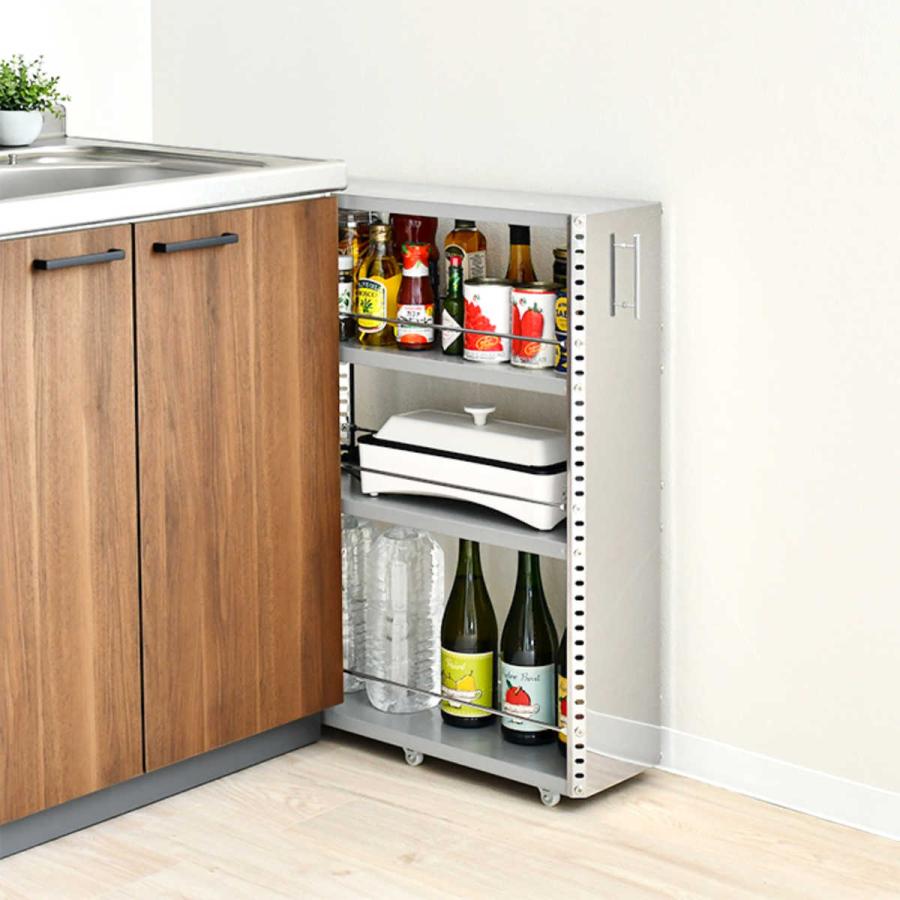 キッチンストッカー ステンレス天板隙間収納 幅35奥行55cm］ ステンレス天板隙間収納 スライドタイプ 完成品 日本製