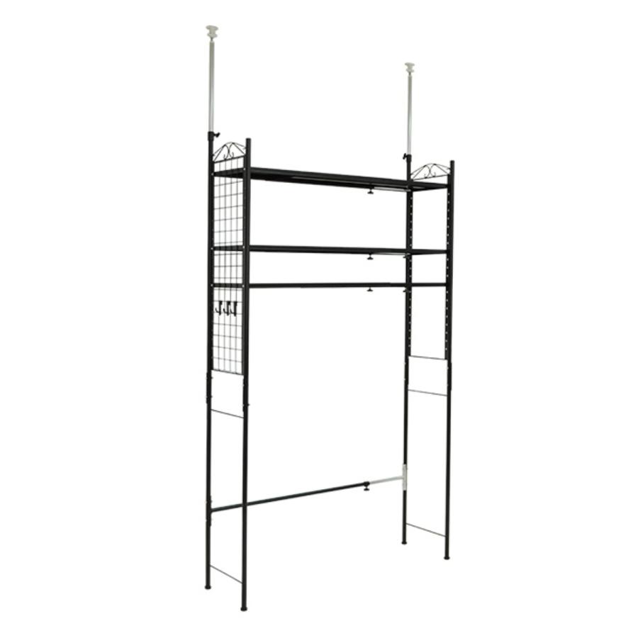 突っ張り デスク上ラック 3段 伸縮 フック付 日本製 （ 突っ張り