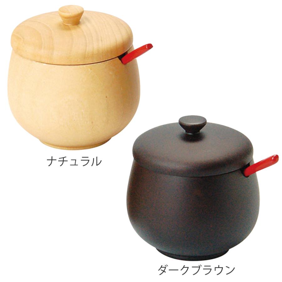 薬味入れ 木製 蓋付き スプーン付き 蓋付丸型薬味入 （ 調味料入れ