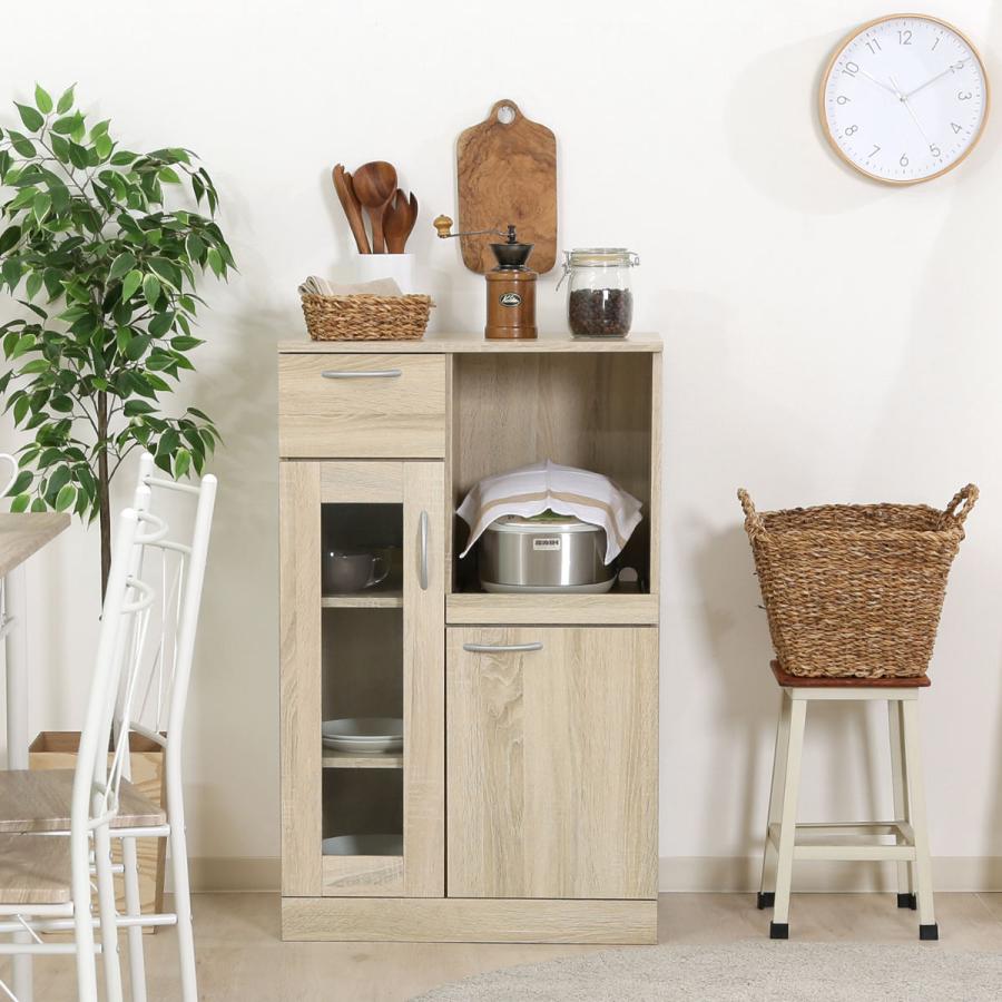 不二貿易（Fuji Boeki） コンパクト 食器棚 幅60cm 木目調 1人暮らし