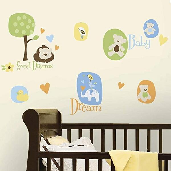ウォールステッカー 壁紙シール アニマルズ モダンベイビー ルームメイツ （ インテリアシール ウォールシール 子供部屋