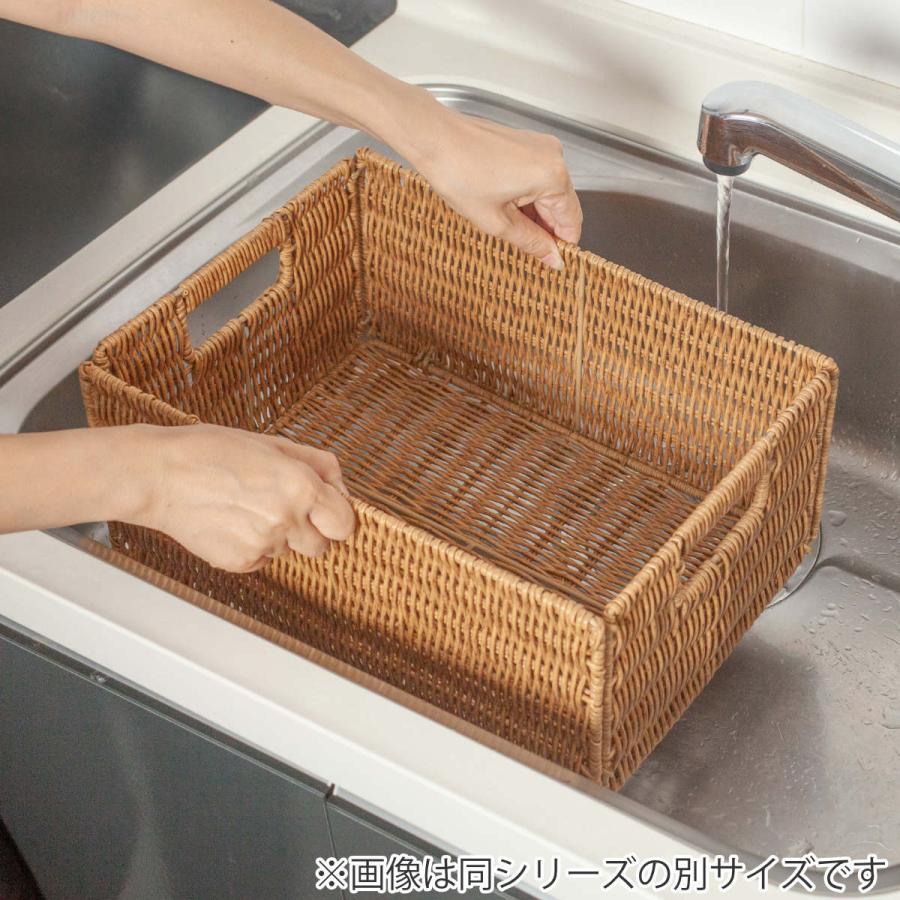 収納ボックス ペイル フェイク 柳 折り畳みバスケット L （ 洗える