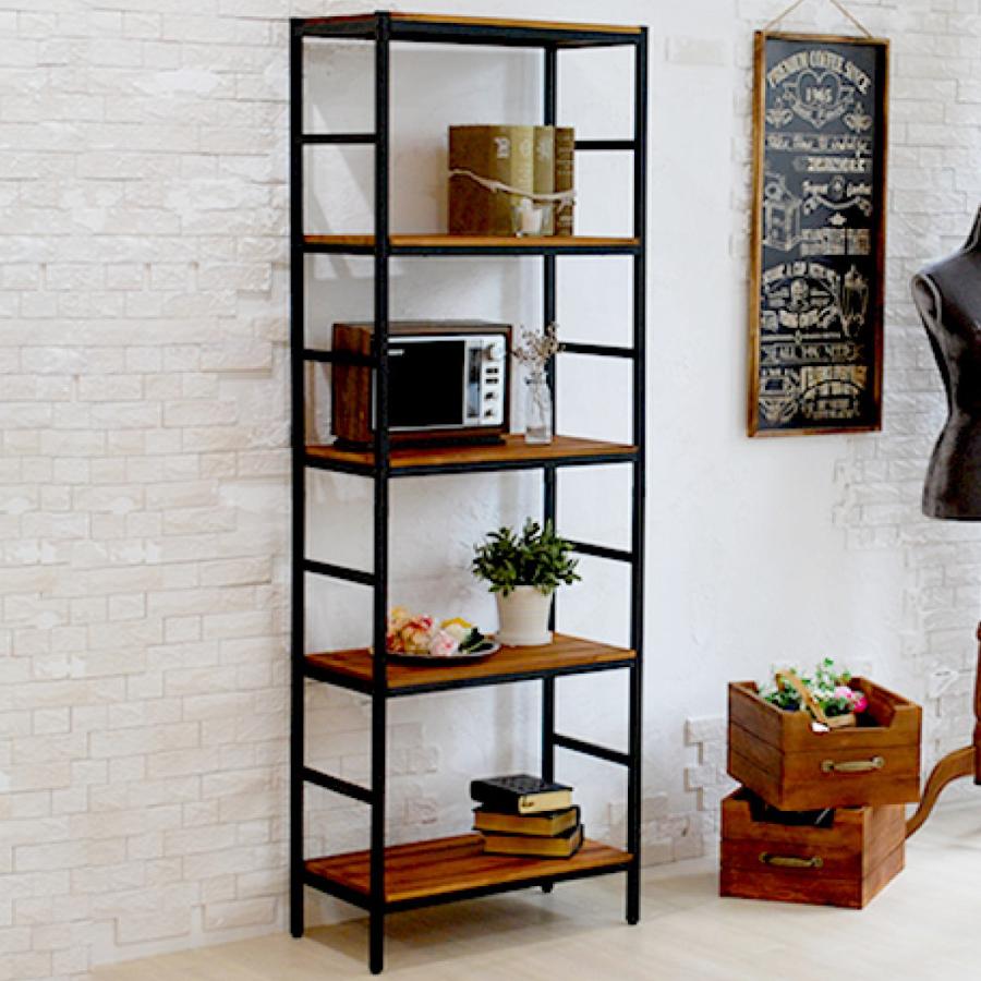 新品　スチールラック　5段　幅60cm 収納棚　シェルフ スチールラック 5段 60.5×32.5cm 天然木 BRICK （ ラック シェルフ 棚