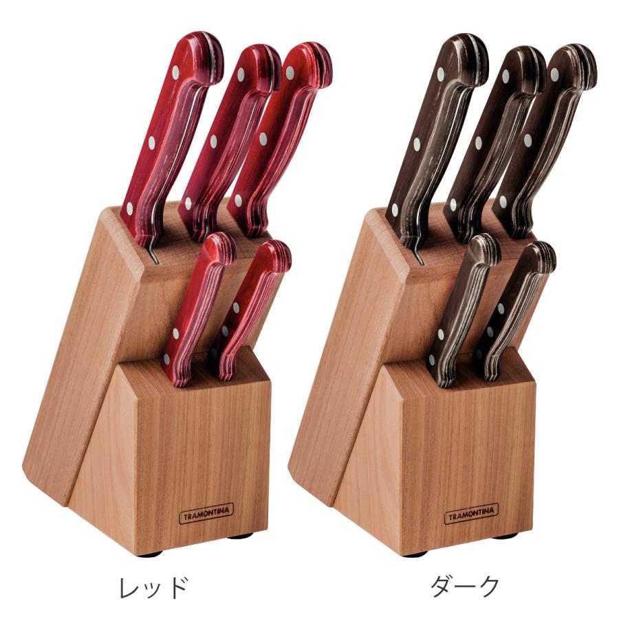 TRAMONTINA 包丁 5点セット 木製ストッカー付き ポリウッド 食洗 TRAMONTINA 包丁 5点セット 木製ストッカー付き ポリウッド 食洗