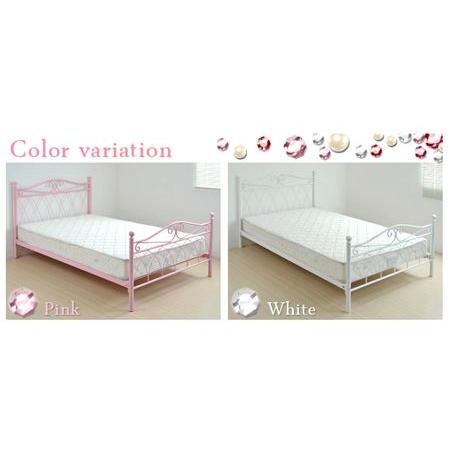 しもよく 在庫限り 入荷なし ベッド かわいい リビングート Paypayモール店 通販 Paypayモール プリンセスベッド アイアン セミダブルベッド マットレス付き パイプベッド いいセミダ