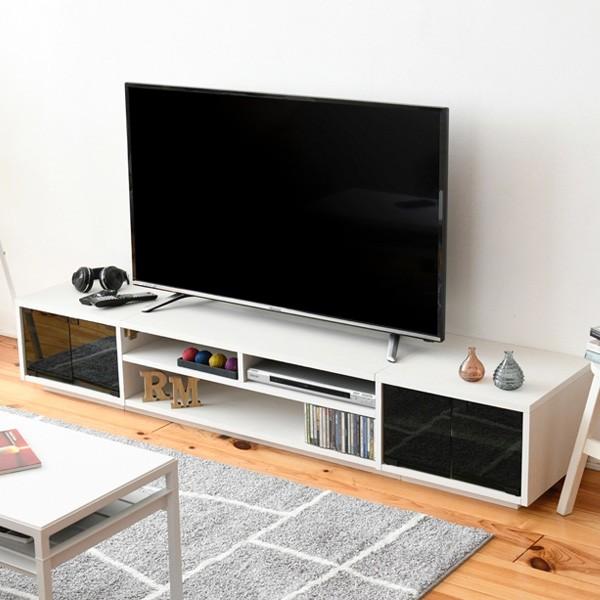 テレビ台 ローボード 組み合わせ収納 ガラス扉×2 幅180cm （ TV台 TV