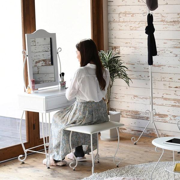 1面鏡ドレッサー※スツール(別出品)とセット販売 ドレッサー スツール付 ロートアイアン 幅67cm （ 鏡 ミラー 鏡台 化粧