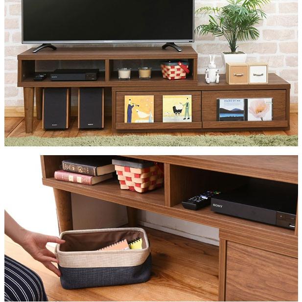 木製 テレビ台 コーナー （ 幅98cm Freedia 北欧風 引出し付 ローボード 伸縮テレビ台 北欧 引き出し付き テレビ台