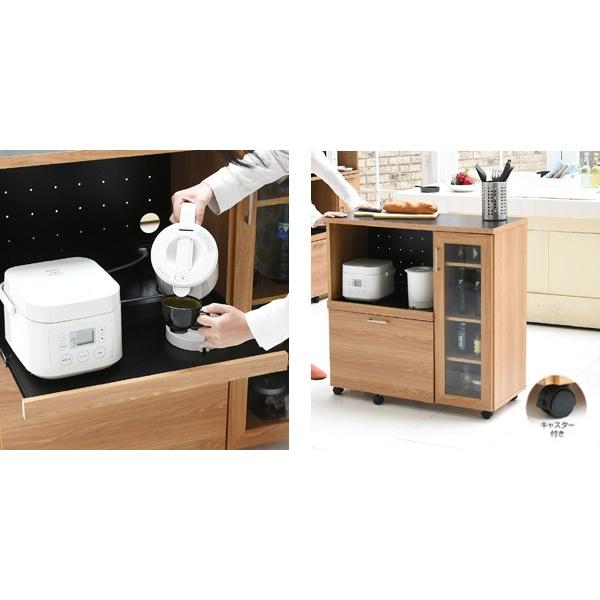 キッチンラック 幅90cm ストッカー 北欧風 家電収納 キャスター付