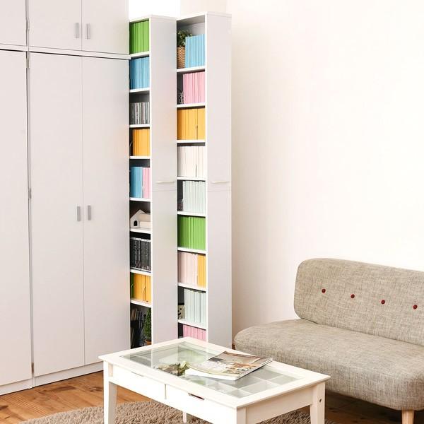 収納棚  隙間収納 シェルフ ディスプレイ インテリア 雑誌 文庫本 小物 本棚 ブックシェルフ すき間ラック 1cmピッチ キャスター付 幅16.5cm