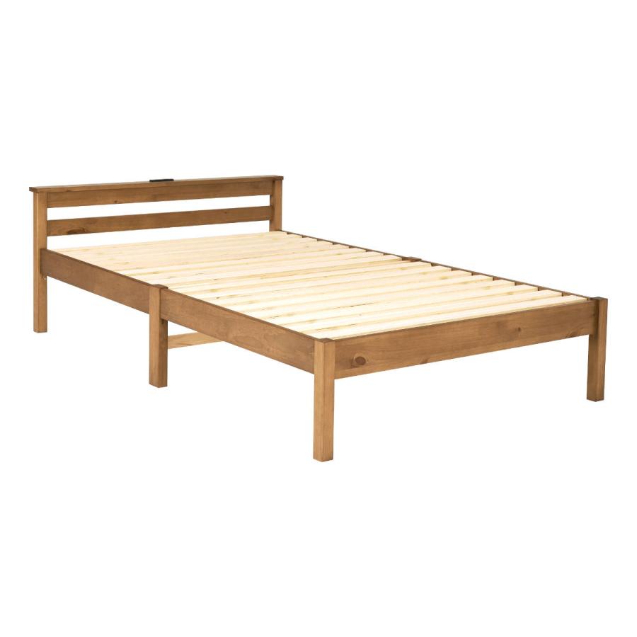 HAGiHARA（萩原） 3分組立ベッド セミダブル 宮棚 2口コンセント付