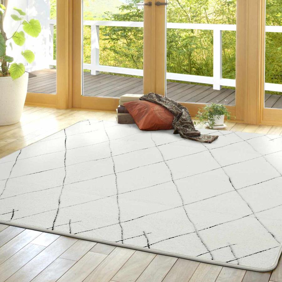 洗えるシャギーラグ 大島屋 ラグ 洗える シャギー調 200×250cm ベニワレン柄 ホット