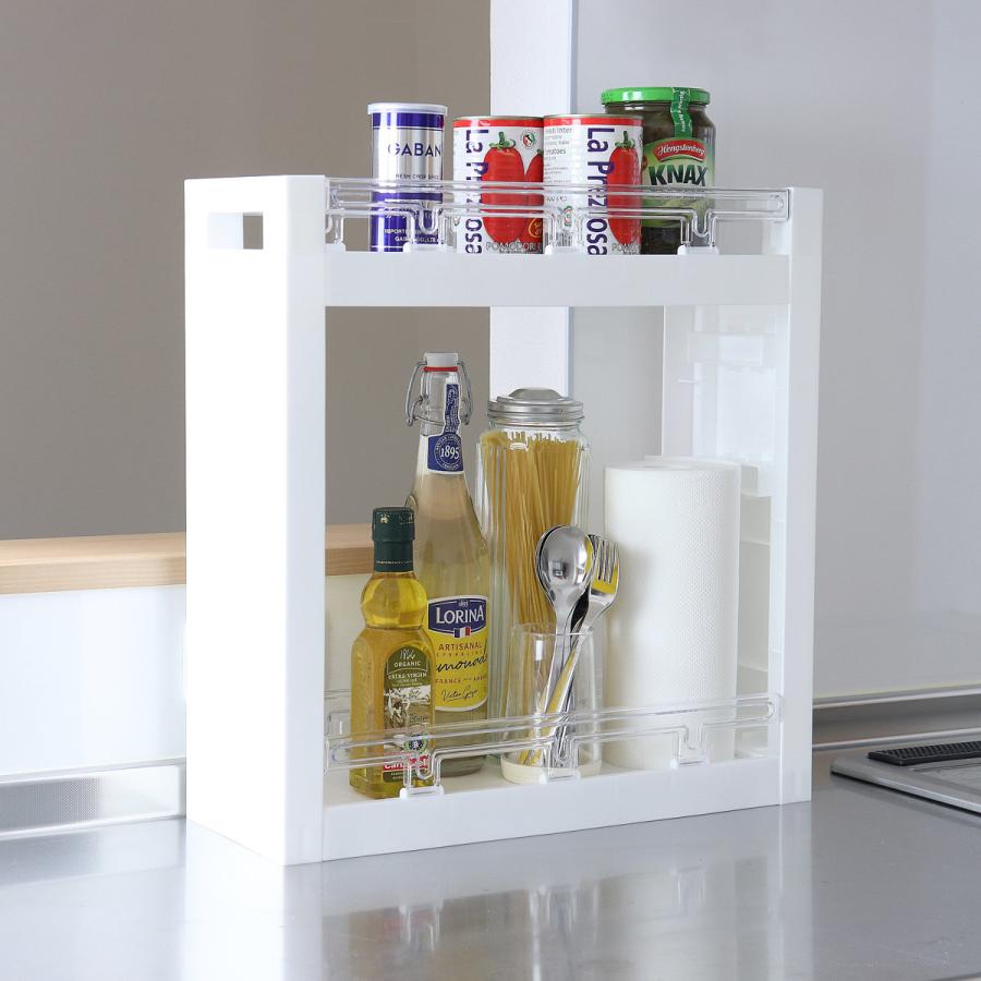 キッチンストッカー MOUNO 2段 （ キャスター付き スリム プラスチック