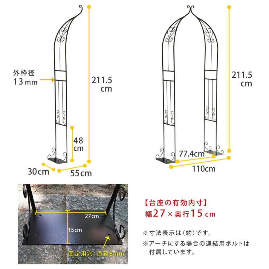 アイアンハーフアーチ ダブル アイアンアーチ ガーデンアーチ（1065） ガーデンアーチ アイアンハーフアーチ ダブル （ アーチ ハーフ 鉄製