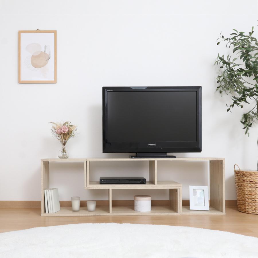 不二貿易（Fuji Boeki） テレビ台 伸縮型 L字型 幅105cm-207cm 木製
