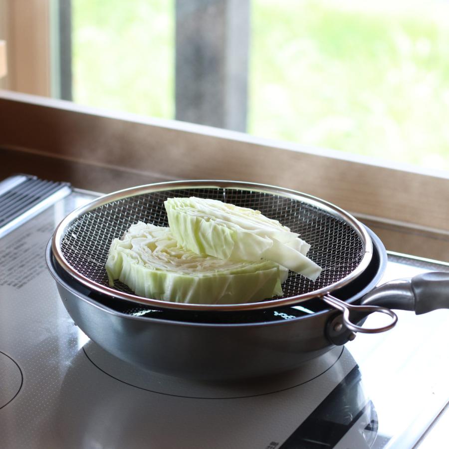 カンダ 盆ザル 21cm リング付き 食洗機対応 ステンレス製 日本製 平