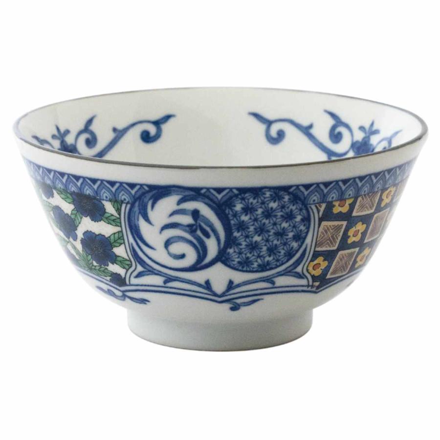 お茶漬け碗 13.5cm 飯碗 藍染小紋 磁器 （ 食洗機対応 電子レンジ対応