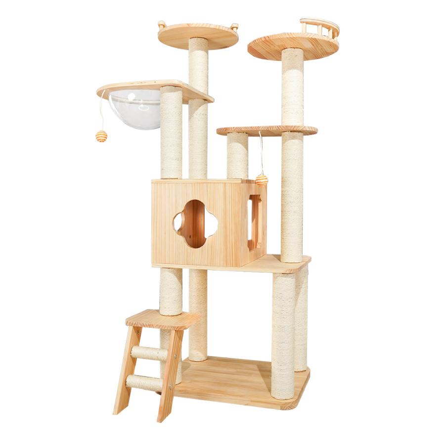 キャットタワー ねこぞく ツインタワー 木製 据え置き キャットタワー ねこぞく ツインタワー 木製 据え置き