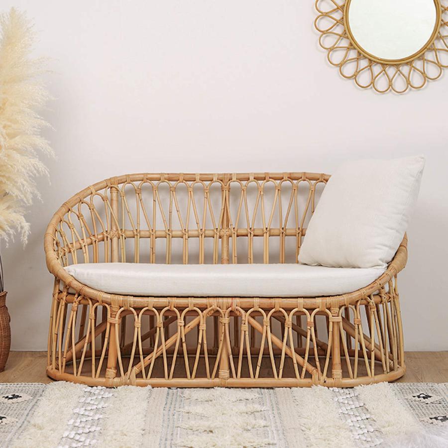 ラタンソファ ラタン 2人掛け 座面高37cm クッション付 Breeze ラタンソファ ラタン 2人掛け 座面高37cm クッション付 Breeze