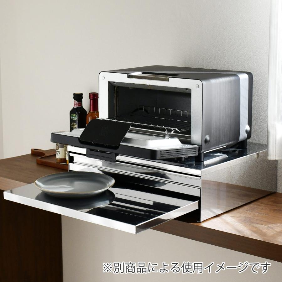 レンジラック 角皿が入るステンレス製レンジ下収納 幅55cm （ ラック