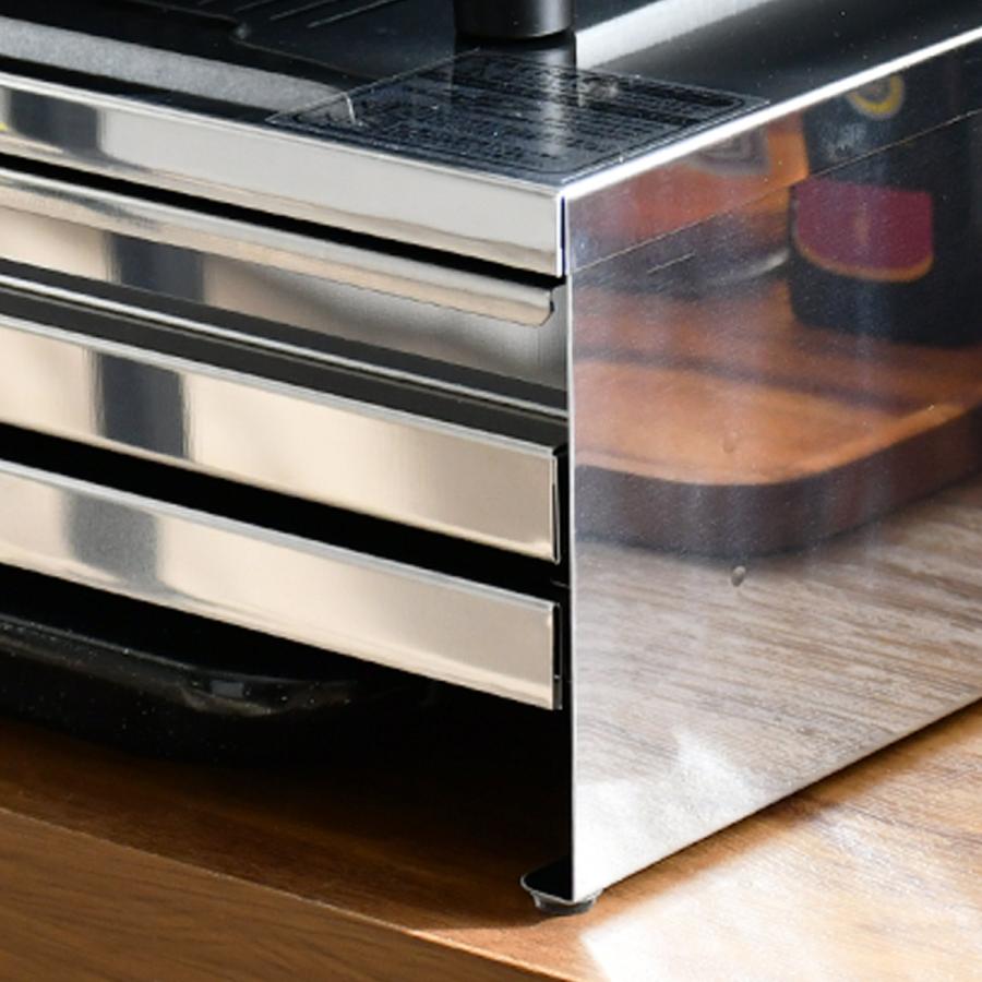 家電下収納 レンジ下収納 大容量 レンジ下スライドテーブル レンジラック 角皿が入るステンレス製レンジ下収納 幅55cm （ ラック