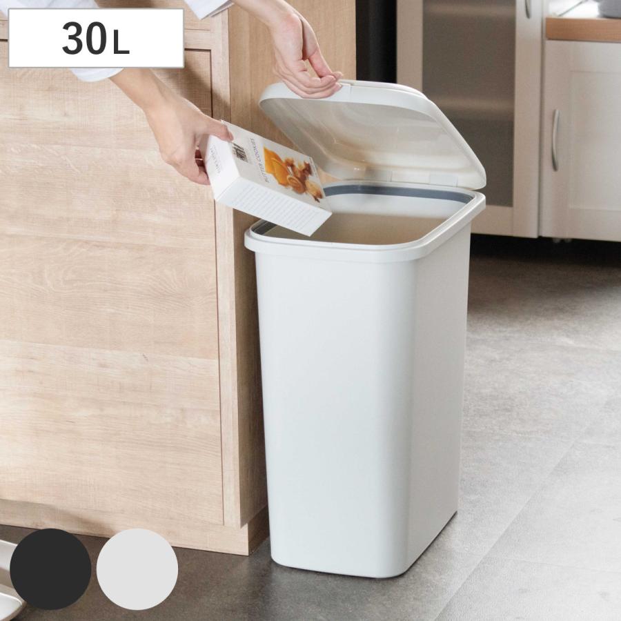 ゴミ箱 30L エコペール 袋止め付き シンプル （ ごみ箱 30リットル ふた付き 幅25cm 高さ49.5cm 縦型 コンパクト スリム 分別 ）（Yahoo!・リビングート ヤフー店）