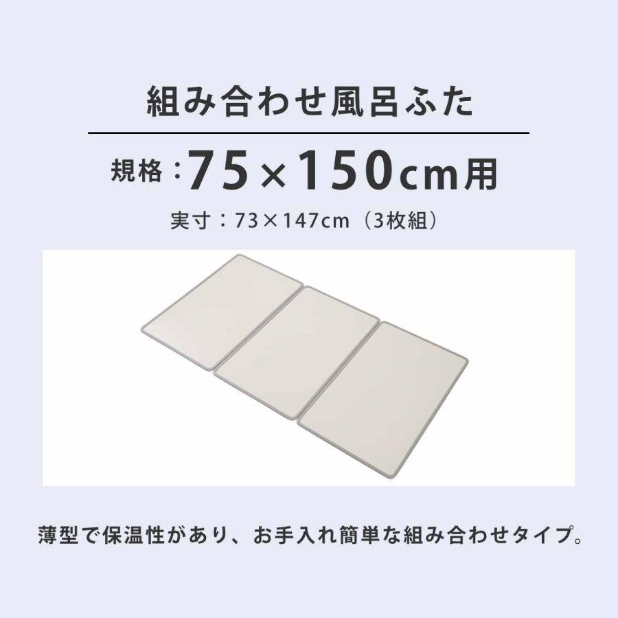 ブランド登録なし 風呂ふた 組み合わせ 75×150cm L15 3枚組 Ag抗菌 